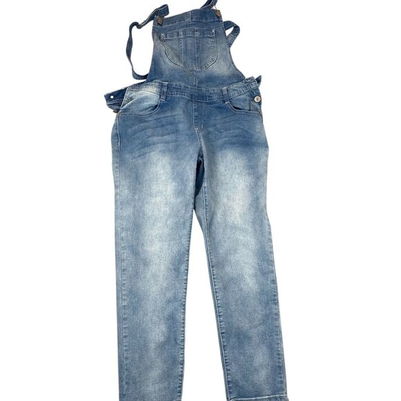 Wallflower Youth Girls Blue Denim Bib Overall Jeans WFN10909K Size L Stretch - Picture 1 of 13